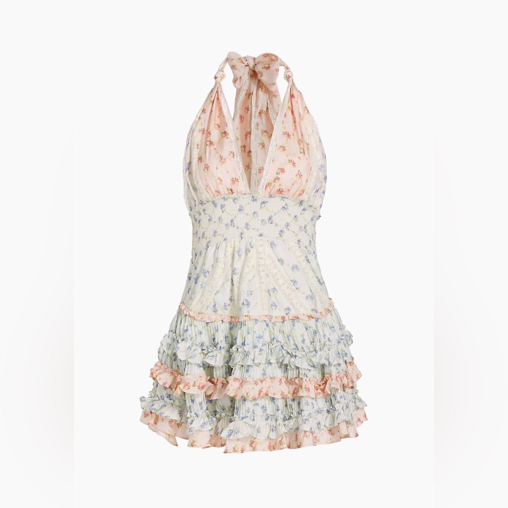 Quintelle Floral Halterneck Minidress Blooming Medley Size M